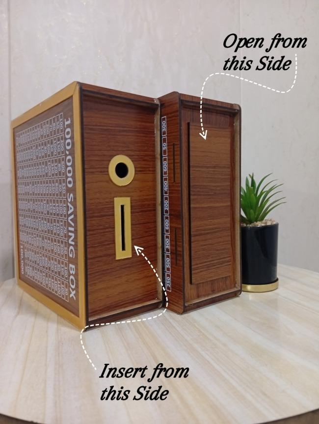 100,000 PKR Wooden Money Saving Box | Cash Challenge Tracker View Gallery - Pakistan