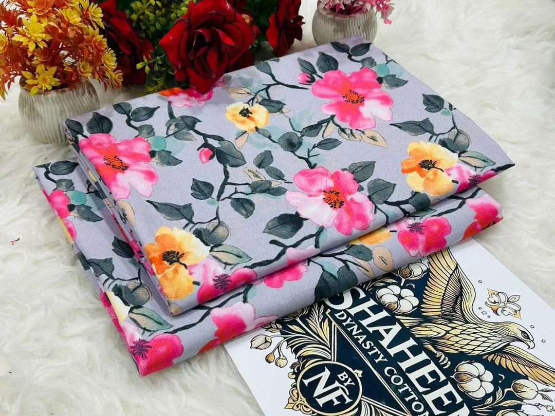 2 Pcs Women's Unstitched Printed Suit View Gallery - Pakistan