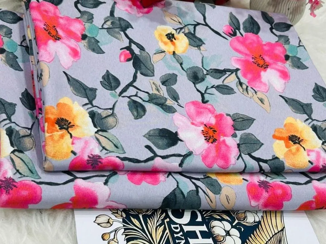 2 Pcs Women's Unstitched Printed Suit View Gallery - Pakistan