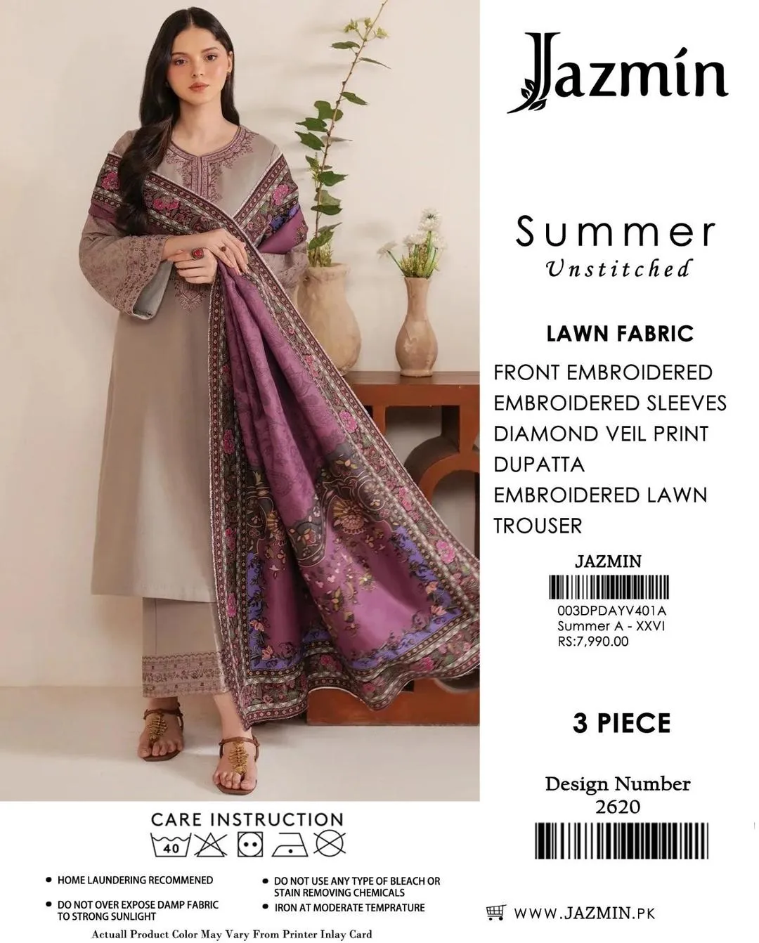 3 Pcs Women's Unstitched Embroidered Suit - Online Shopping in Pakistan - BUNDLIV