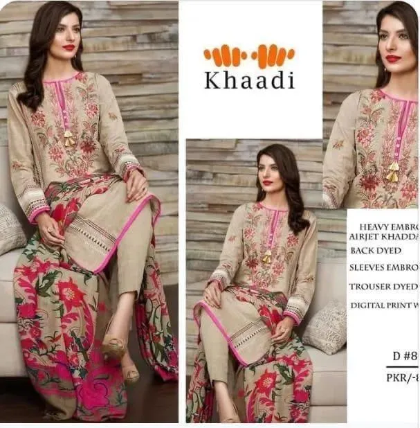 3 Pcs Women's Unstitched Embroidered Suit - Online Shopping Pakistan