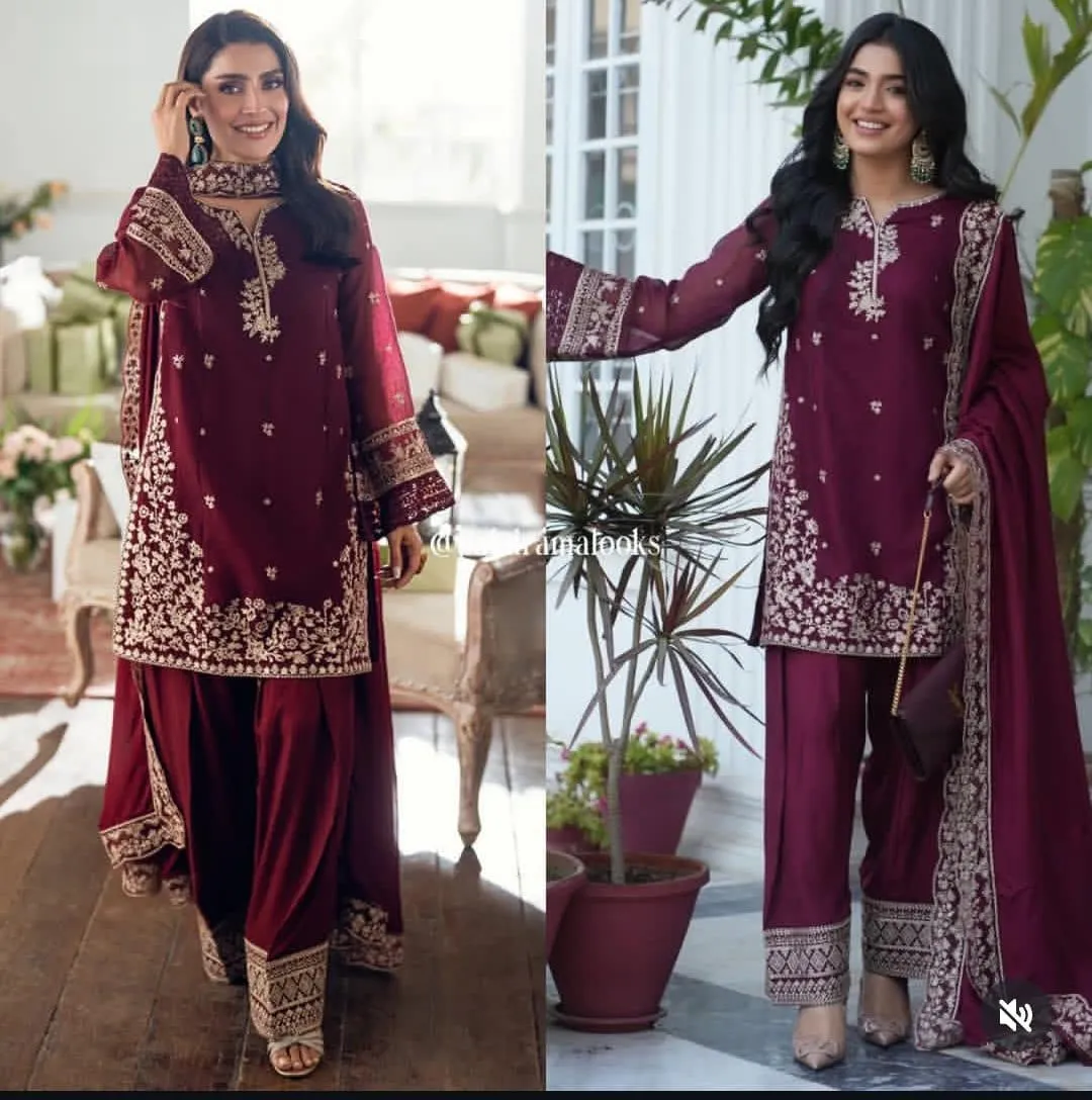 3 Pcs Women's Unstitched Embroidered Suit - Online Shopping Pakistan