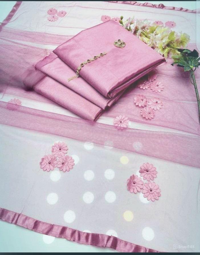 3 Pcs Women's Unstitched Katan Silk Plain Suit View Gallery - Pakistan