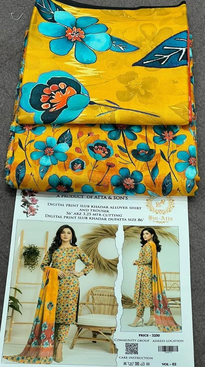 3 Pcs Women's Unstitched Printed Suit View Gallery - Pakistan