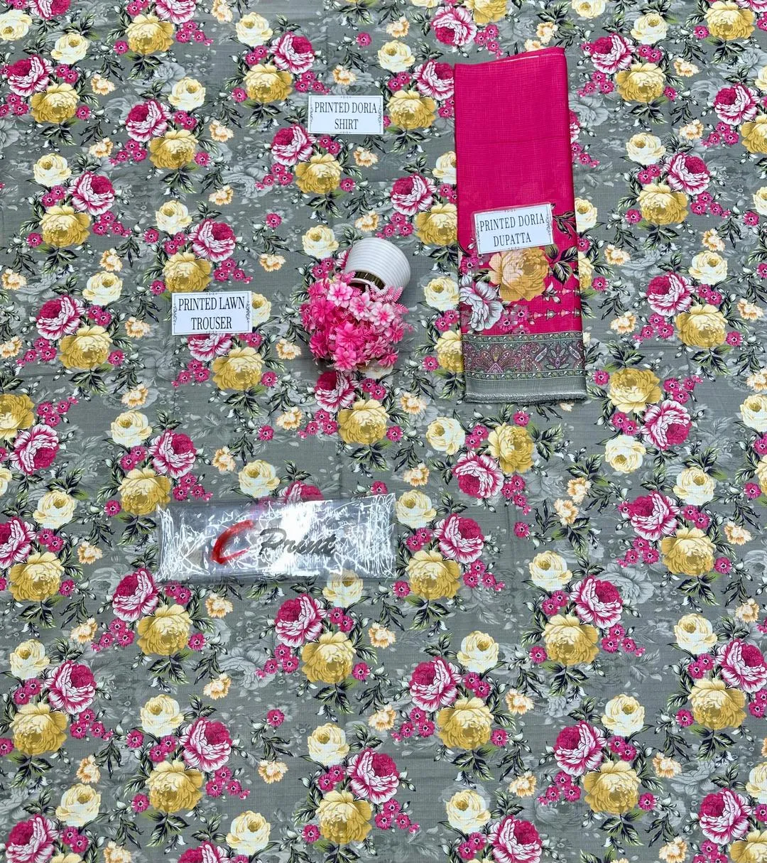 3 Pcs Women's Unstitched Printed Suit View Gallery - Pakistan