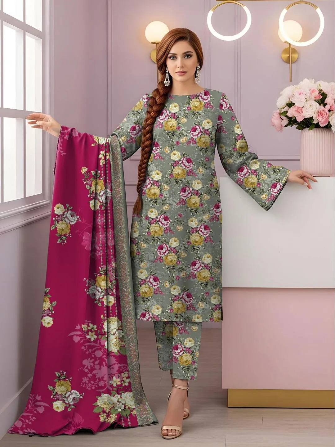 3 Pcs Women's Unstitched Printed Suit - Online Shopping Pakistan
