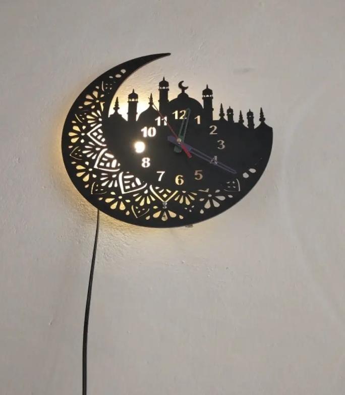 Islamic wooden clock with light View Gallery - Pakistan