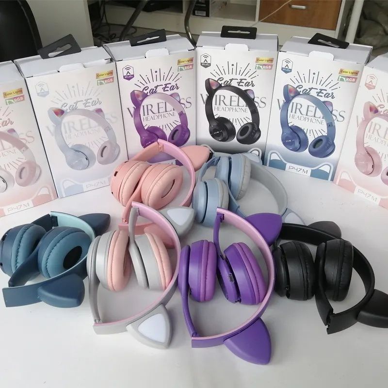 LED Cute Cat Ear Wireless Headphones – Purple Edition View Gallery - Pakistan