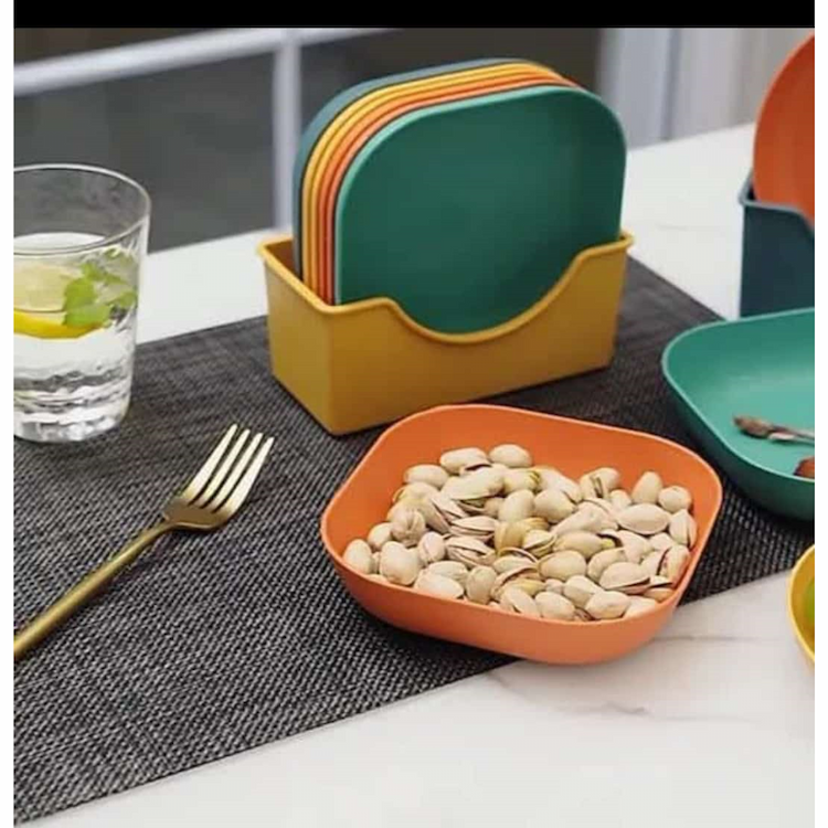 Plastic Plate Set 10 Pcs with HolderPlastic Plate Set 10 Pcs with Holder View Gallery - Pakistan