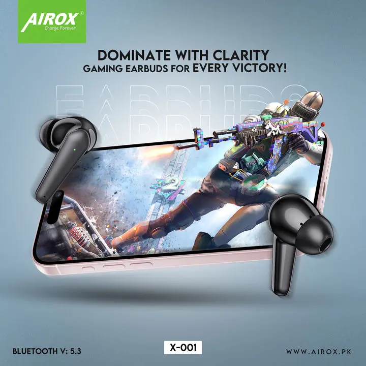 Airox X001 BT 5.3 True Wireless Earbuds – Premium Stereo Sound View Gallery - Pakistan