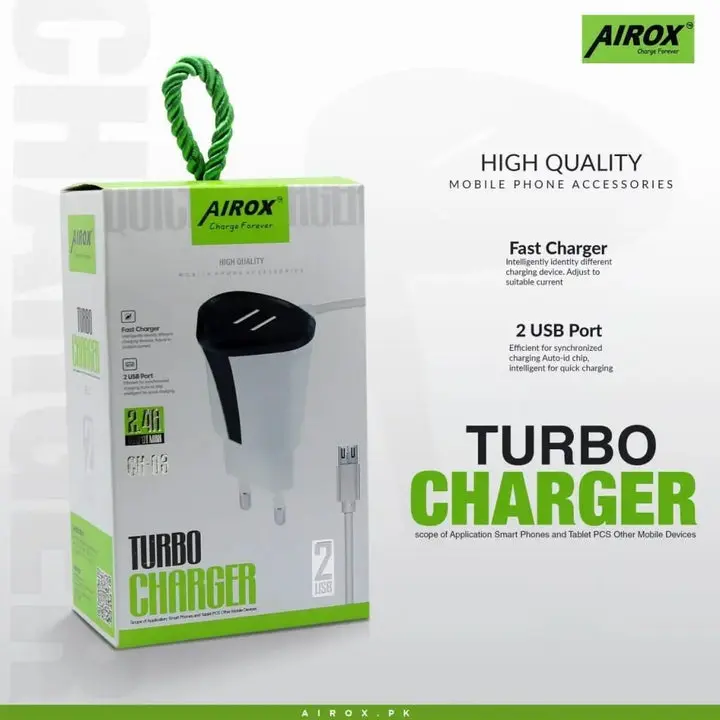 Airox CH03 Turbo 2 Usb 2.4 A Mobile Charger - Online Shopping in Pakistan - BUNDLIV