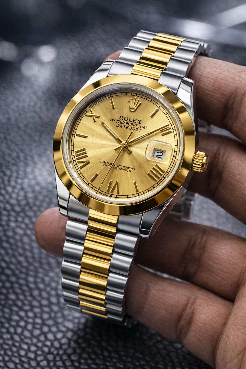 Premium Rolex Datejust Style Gents Watch – Luxury Stone Studded Edition View Gallery - Pakistan