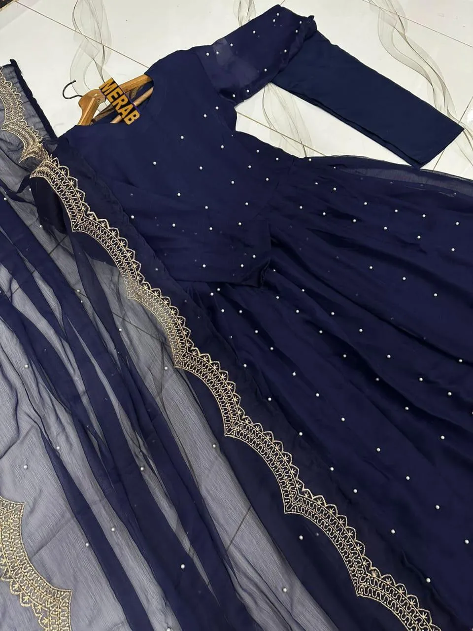 3 Pcs Women's Stitched Chiffon Embroidered Suit View Gallery - Pakistan