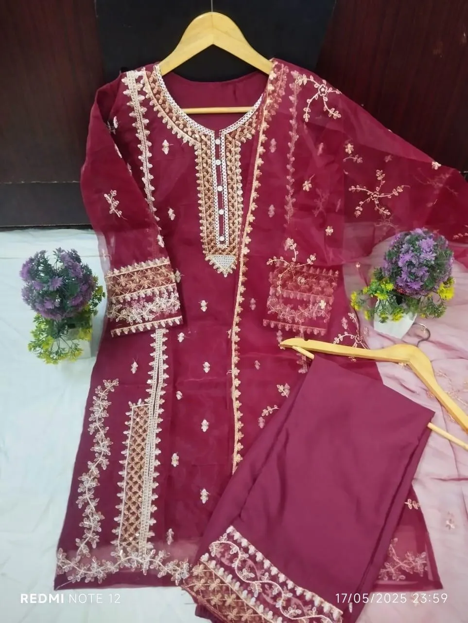 3 Pcs Women's Stitched Organza Embroidered Suit View Gallery - Pakistan
