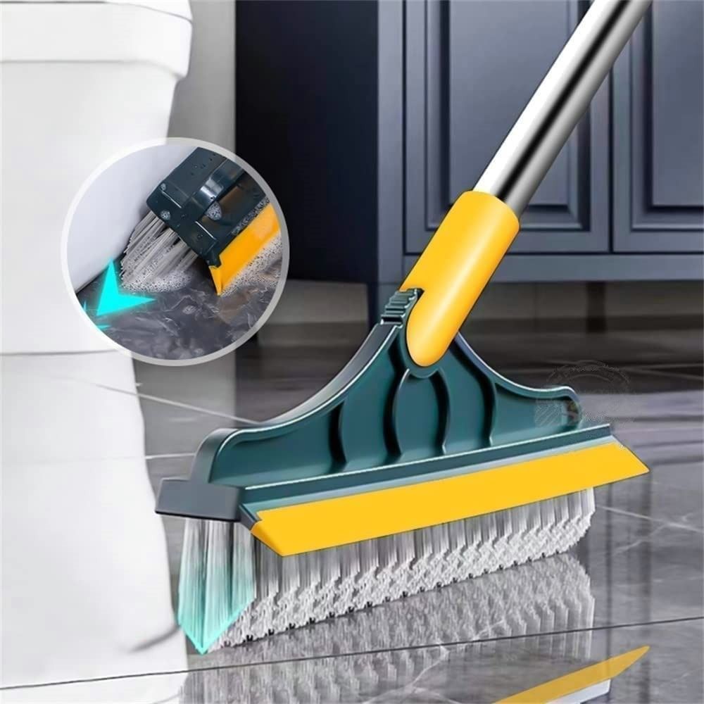 Broom Wiper 2 In 1 Dual Purpose Cleaning Tool With Strong Bristles And Built In Wiper Blade