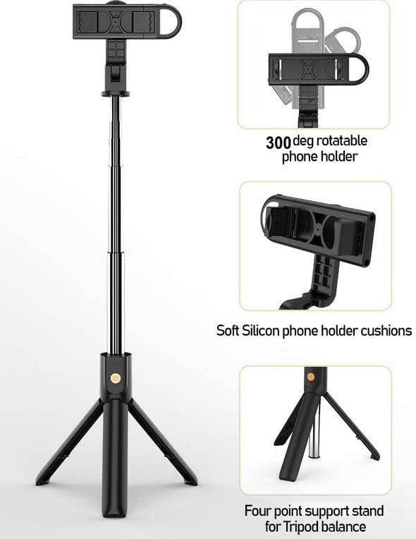 R1s Bluetooth Selfie Stick Tripod | With Remote & LED Light | Portable Phone Holder View Gallery - Pakistan