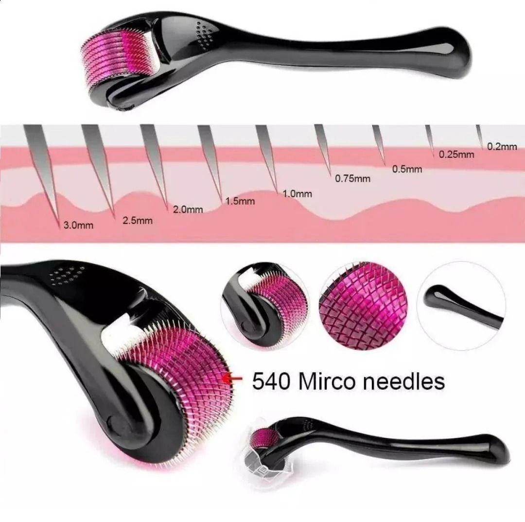 Derma Roller 0.5mm | 540 Micro Needles | Professional Microneedling for Face, Beard & Hair Growth View Gallery - Pakistan
