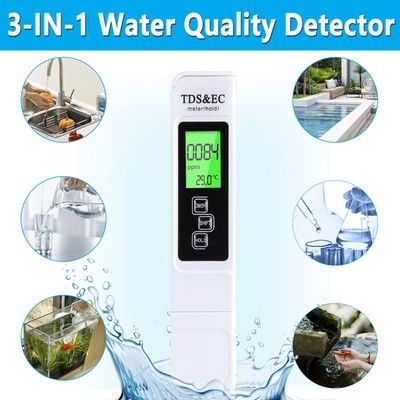 3 In 1 Professional Water Quality Test Pen TDS EC Meter And Temperature Tester With Accurate Measurement And Durable ABS Material