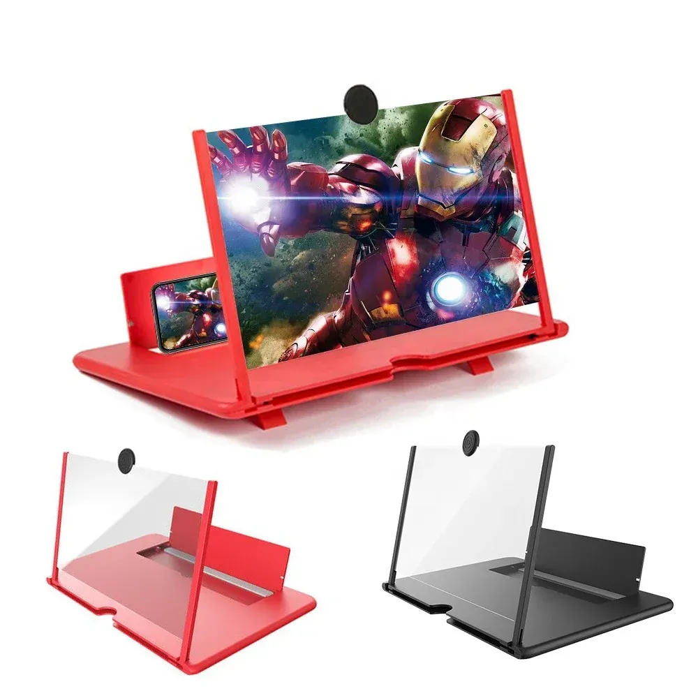 Mobile Screen Magnifier – HD 3D Video Amplifier &amp; Foldable Smartphone Stand | Eye Protection Theater Experience for Movies and Gaming - 12 inches