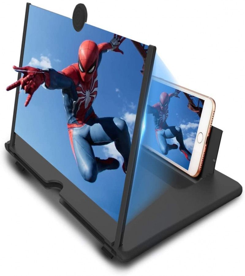 Mobile Screen Magnifier – HD 3D Video Amplifier & Foldable Smartphone Stand | Eye Protection Theater Experience for Movies and Gaming - 12 inches View Gallery - Pakistan