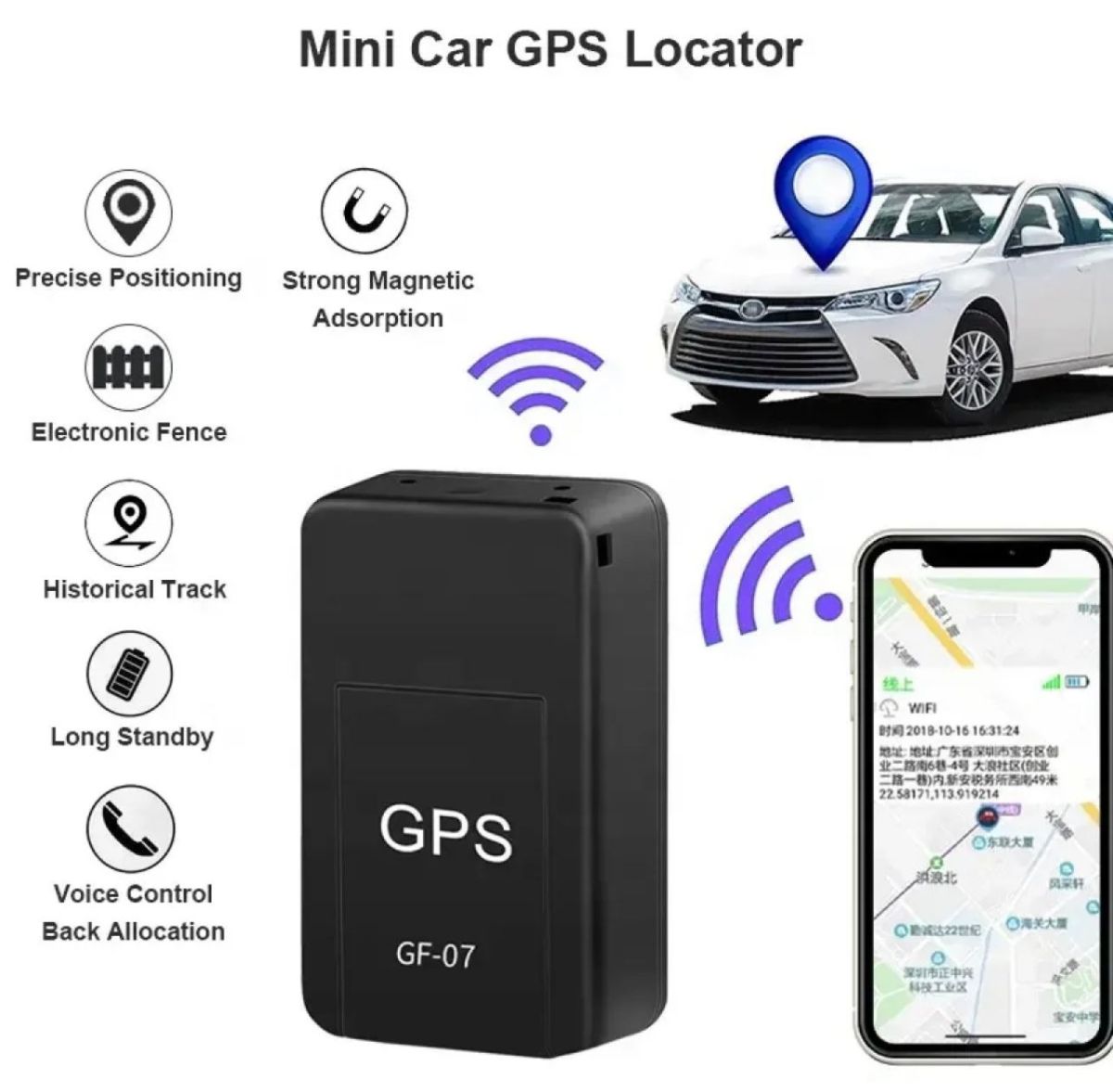 GF07 Wireless Mini Magnetic GPS Tracker Car Mobile Bike Bag Tracking Device View Gallery - Pakistan