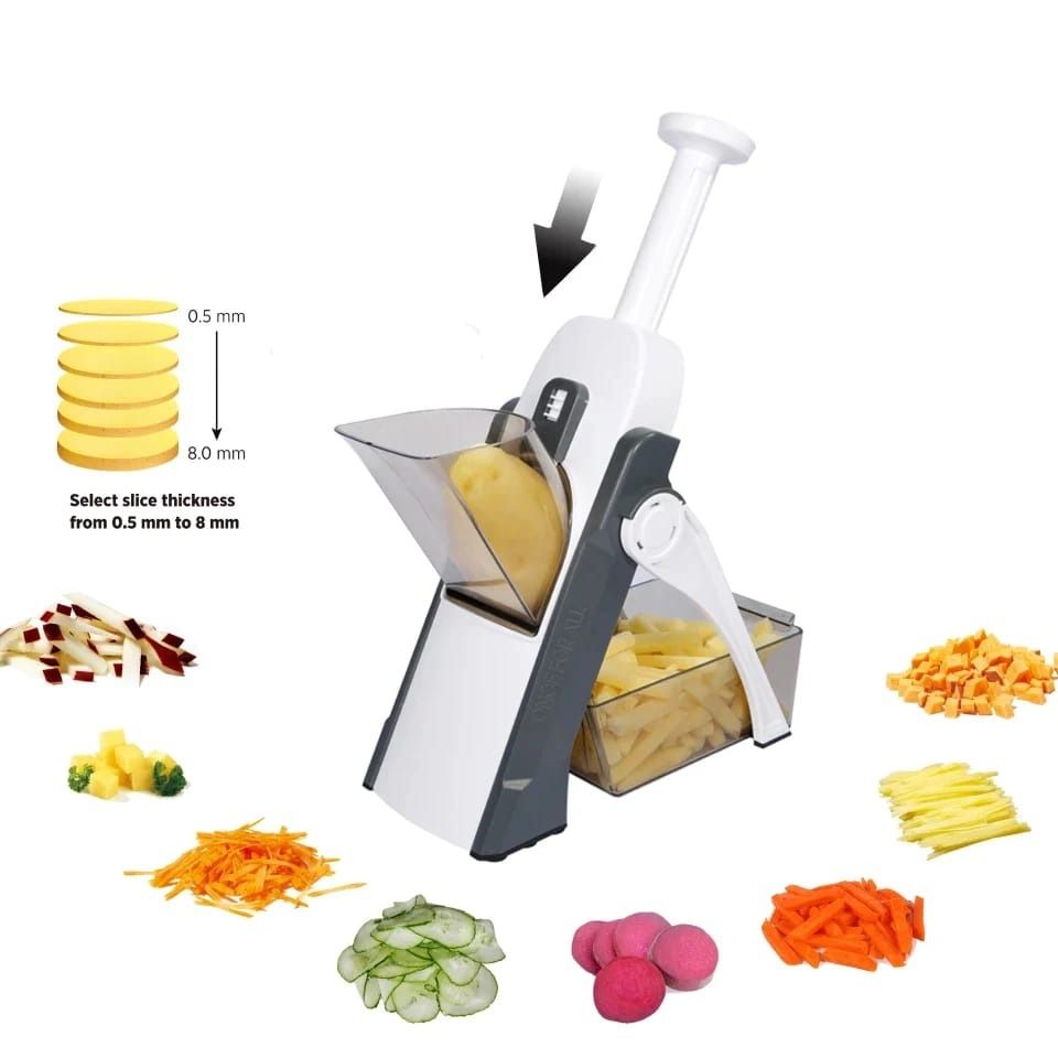 Mandoline Slicer | Safe Adjustable Vegetable Cutter | Multi‑Purpose Kitchen Chopper & Manual Grater ( Random Colour ) View Gallery - Pakistan