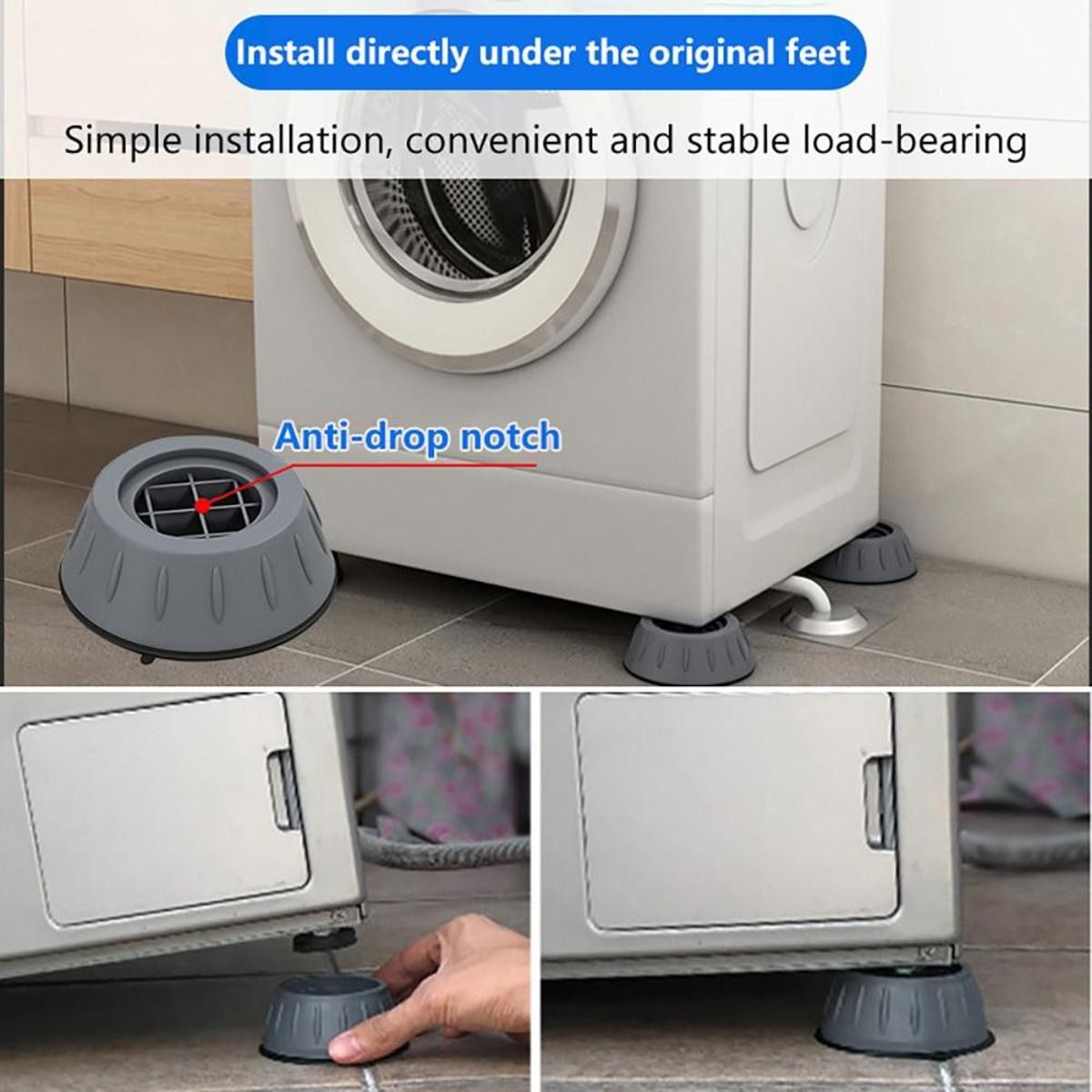 4Pcs Universal Anti‑Vibration Feet Pads | Washing Machine, Dryer, Refrigerator & Furniture Non‑Slip Rubber Mat (Small Size) View Gallery - Pakistan