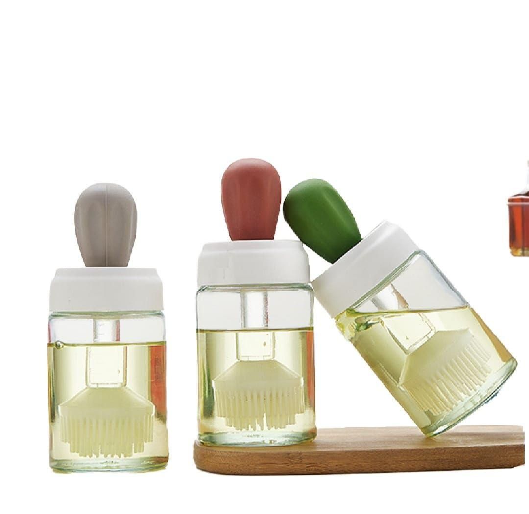 Oil Dispenser Bottle With Silicone Brush 2 In 1 Cooking Oil Tank And Basting Brush Heat Resistant Glass Oil Brush Bottle (Random Color) View Gallery - Pakistan