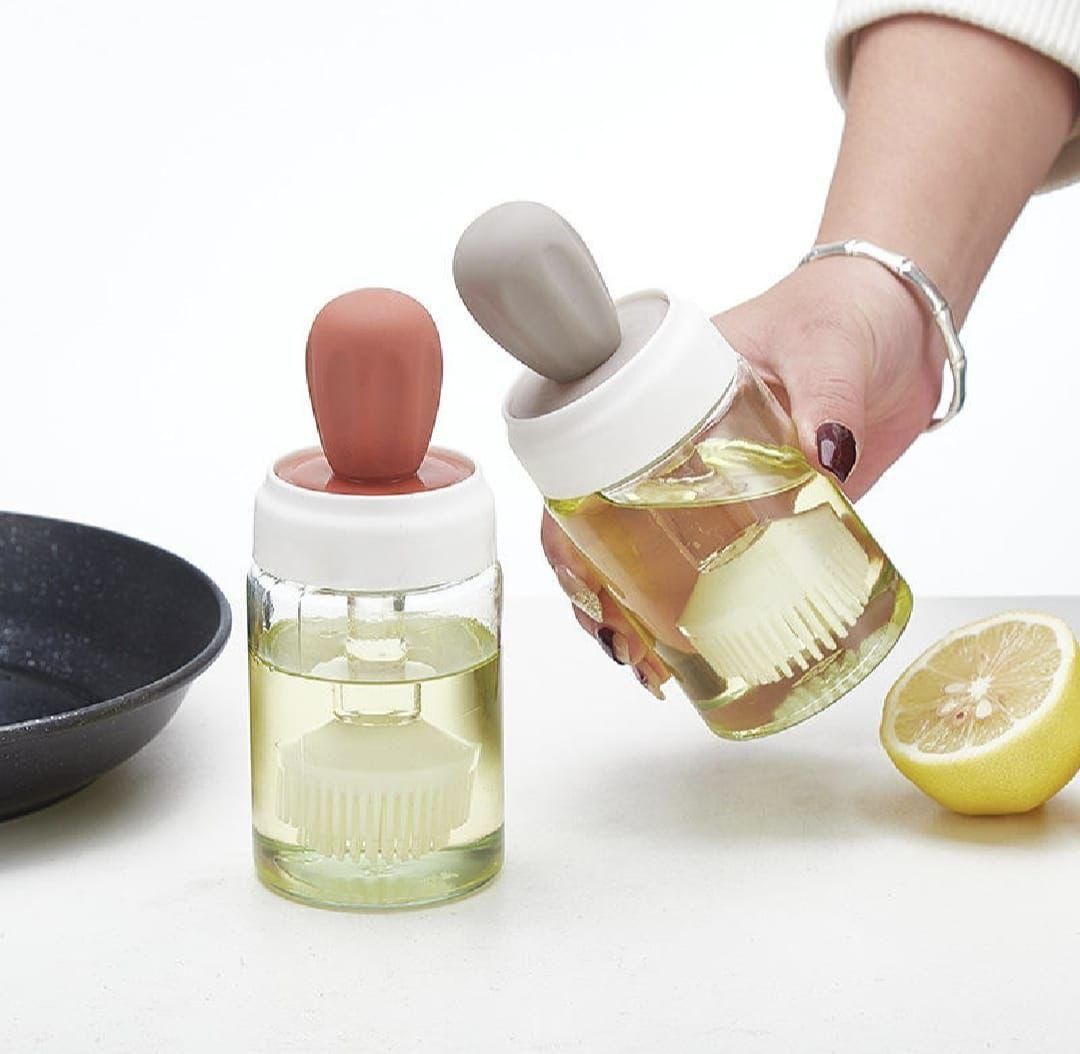 Oil Dispenser Bottle With Silicone Brush 2 In 1 Cooking Oil Tank And Basting Brush Heat Resistant Glass Oil Brush Bottle (Random Color) View Gallery - Pakistan
