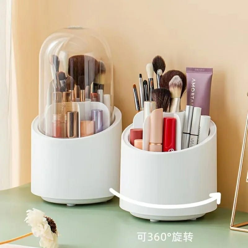 Makeup Brush Holder Organizer With Lid 360° Rotating Dustproof Printed Hard Box For Neat And Stylish Storage View Gallery - Pakistan