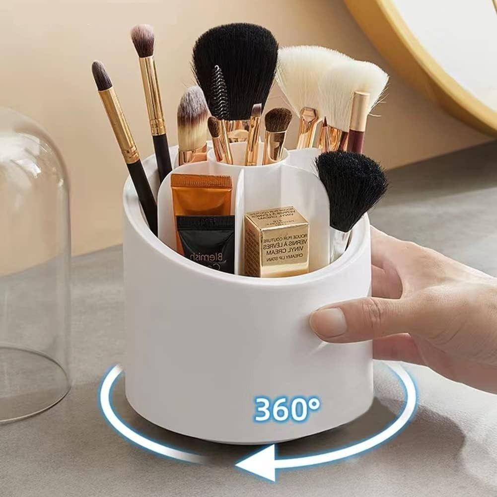 Makeup Brush Holder Organizer With Lid 360° Rotating Dustproof Printed Hard Box For Neat And Stylish Storage View Gallery - Pakistan