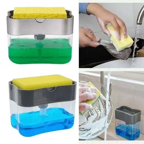 2-in-1 Kitchen Soap Dispenser With Sponge | Soap Pump Holder | Kitchen Dishwashing Soap Holder | Soap Pump Dispenser View Gallery - Pakistan