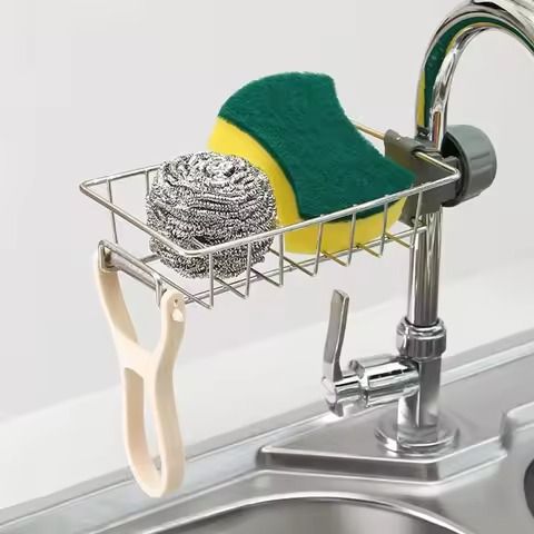 Stainless Steel Adjusting Multifunctional Kitchen Faucet Sponge Holder Durable And Convenient Storage Solution For Everyday Use View Gallery - Pakistan