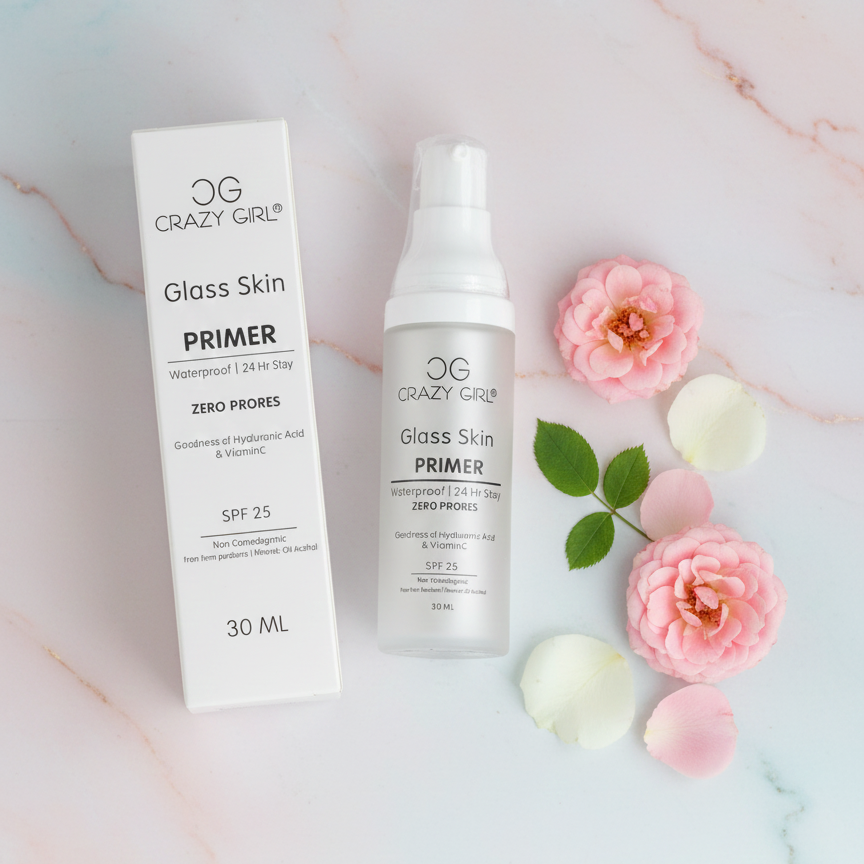 Crazy Girl Glass Skin Primer: Pore-Blurring, Hydrating &amp; Illuminating Primer for a Flawless, Glass-Like Finish | 30ml