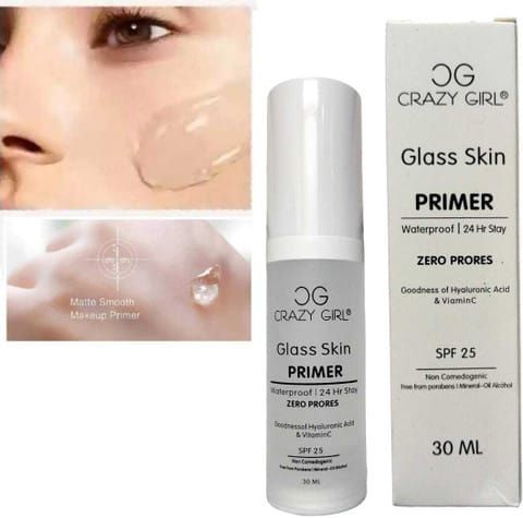 Crazy Girl Glass Skin Primer: Pore-Blurring, Hydrating & Illuminating Primer for a Flawless, Glass-Like Finish | 30ml View Gallery - Pakistan