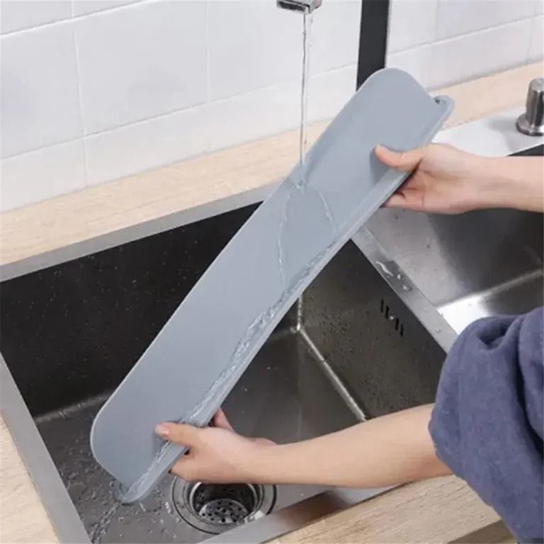 Silicone Sink Splash Guard with Suction Cups | Flexible Water Stopper for Kitchen & Bathroom Sinks | Prevents Splashes & Spills (Random Color) View Gallery - Pakistan