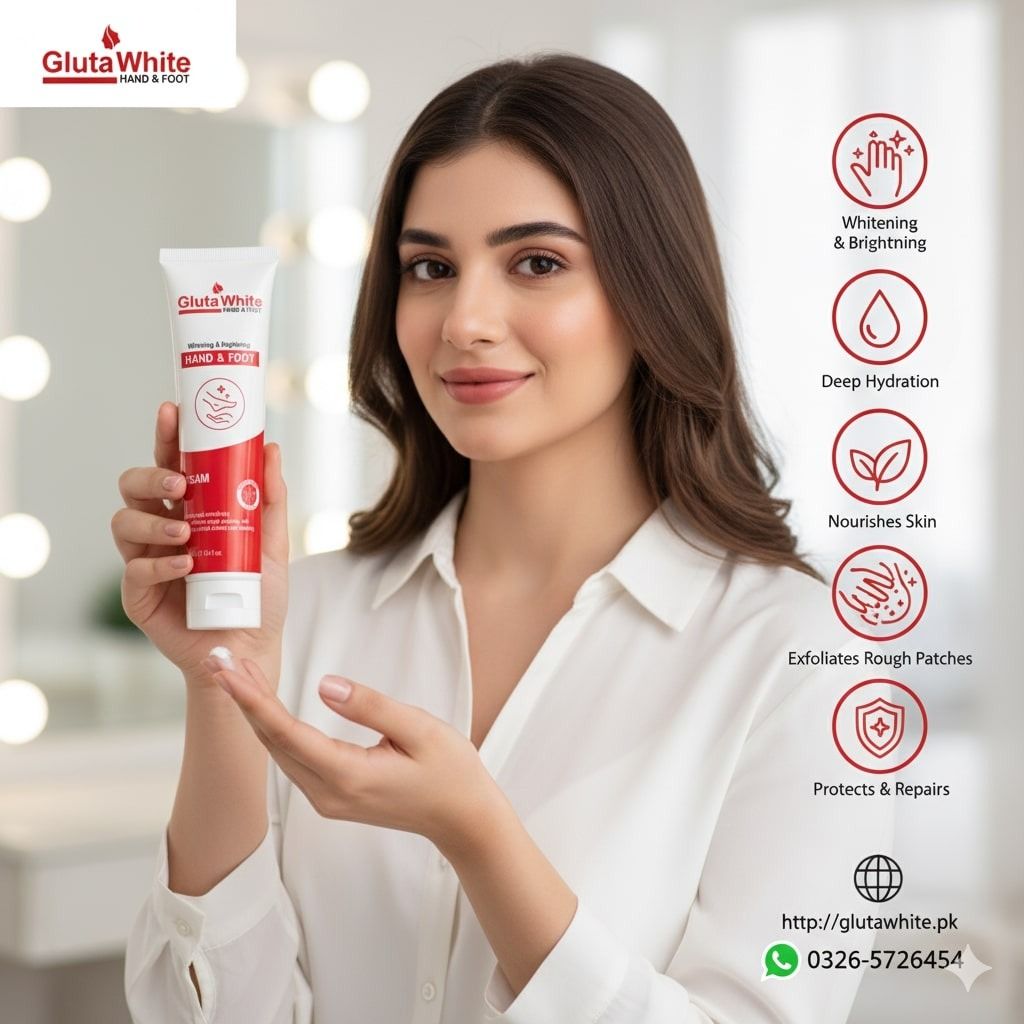 Gluta White Hand & Foot Whitening & Brightening Cream – Professional Formula for Radiant, Even-Toned Skin ( 100ml ) View Gallery - Pakistan