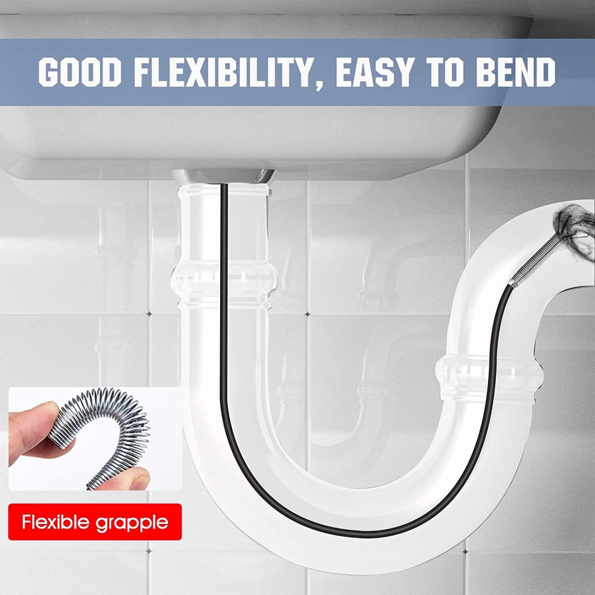 Metal Flexible 60cm Wire Brush Drain Cleaner | Sink, Sewer & Pipe Dredging Tool | Clog Remover View Gallery - Pakistan