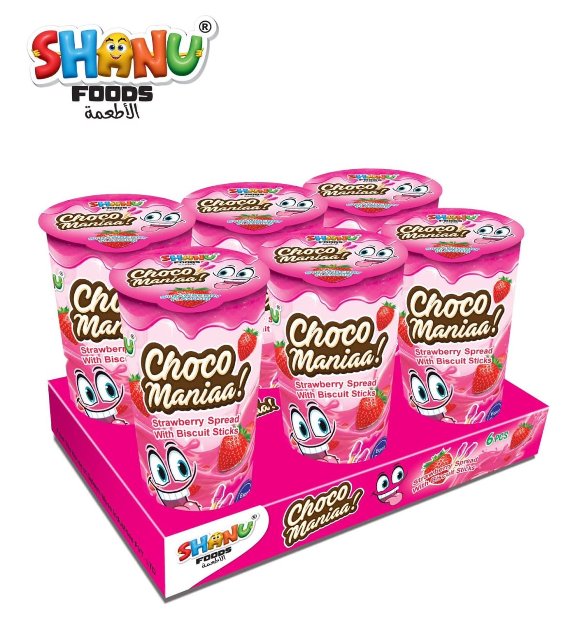 Shanu Foods Choco Maniaa | Chocolate Spread with Biscuit Sticks | 6 Cups | 7 Sticks in 1 Cup View Gallery - Pakistan