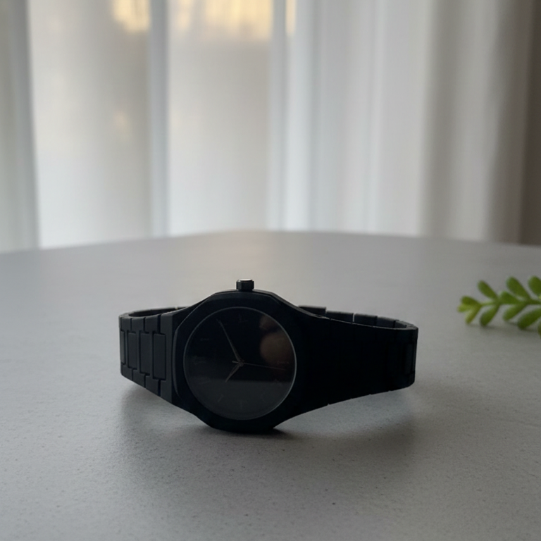 Elegant Minimalist Watch with Eastern Arabic Numerals & Integrated Octagonal Bezel Case - Modern Architectural Style Unisex Timepiece ( Without box ) View Gallery - Pakistan