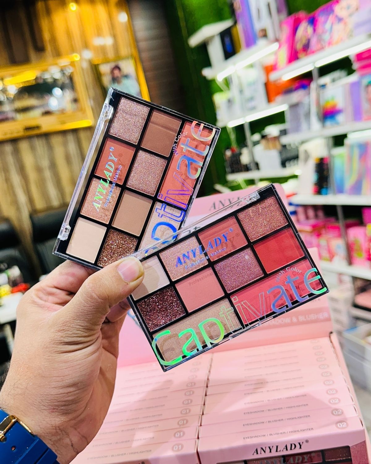 ANYLADY Captivate Professional Makeup Palette - 9-Shade Eyeshadow &amp; Blusher Kit with High-Pigment Matte, Shimmer &amp; Glitter Finishes