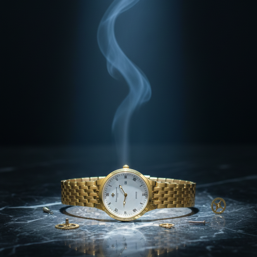 Classic Gold-Plated Men's Quartz Watch - Luxury Inspired Vacheron & Longines Style Dress Watches with Date Display & Link Bracelet (Without Box) View Gallery - Pakistan