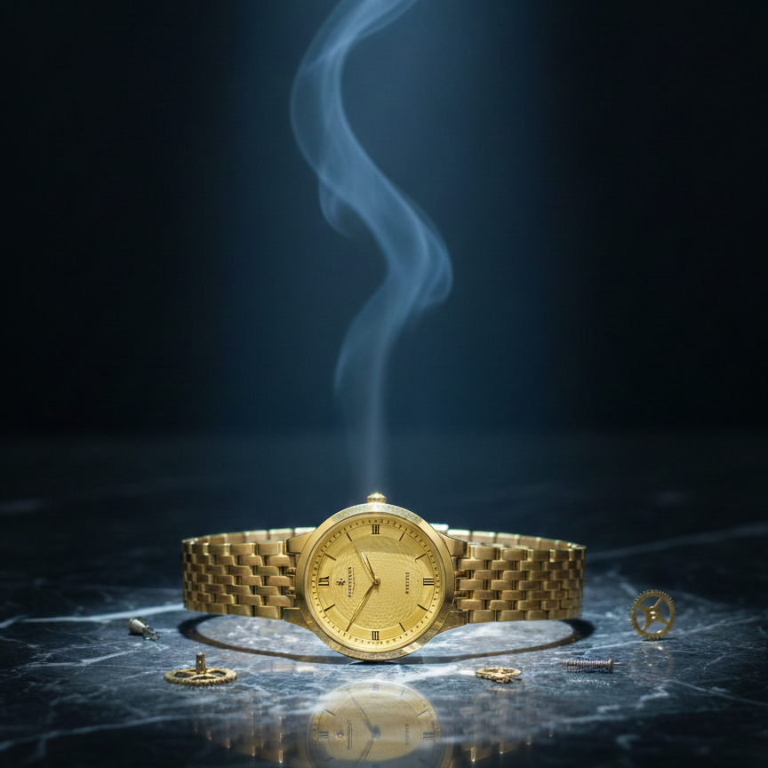 Classic Gold-Plated Men's Quartz Watch - Luxury Inspired Vacheron & Longines Style Dress Watches with Date Display & Link Bracelet (Without Box) View Gallery - Pakistan