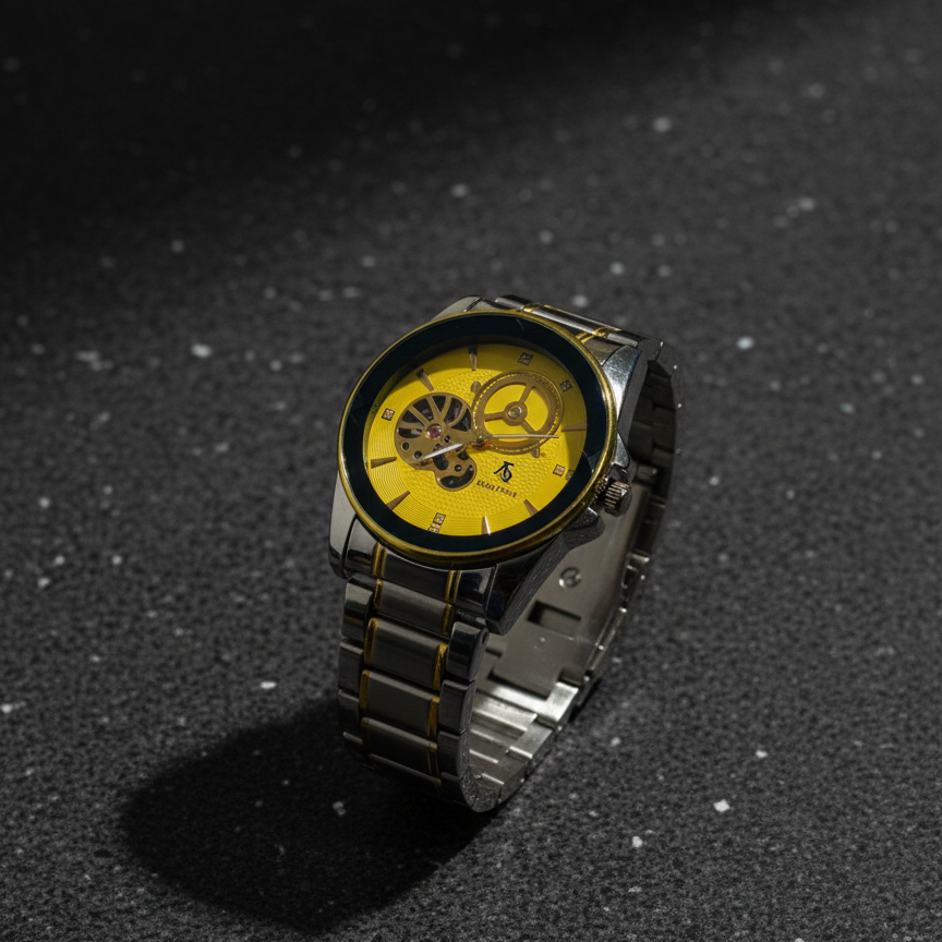 Luxury Men’s Skeleton Automatic Watch - Two-Tone Stainless Steel Bracelet, Open Heart Mechanical Dial, View Gallery - Pakistan