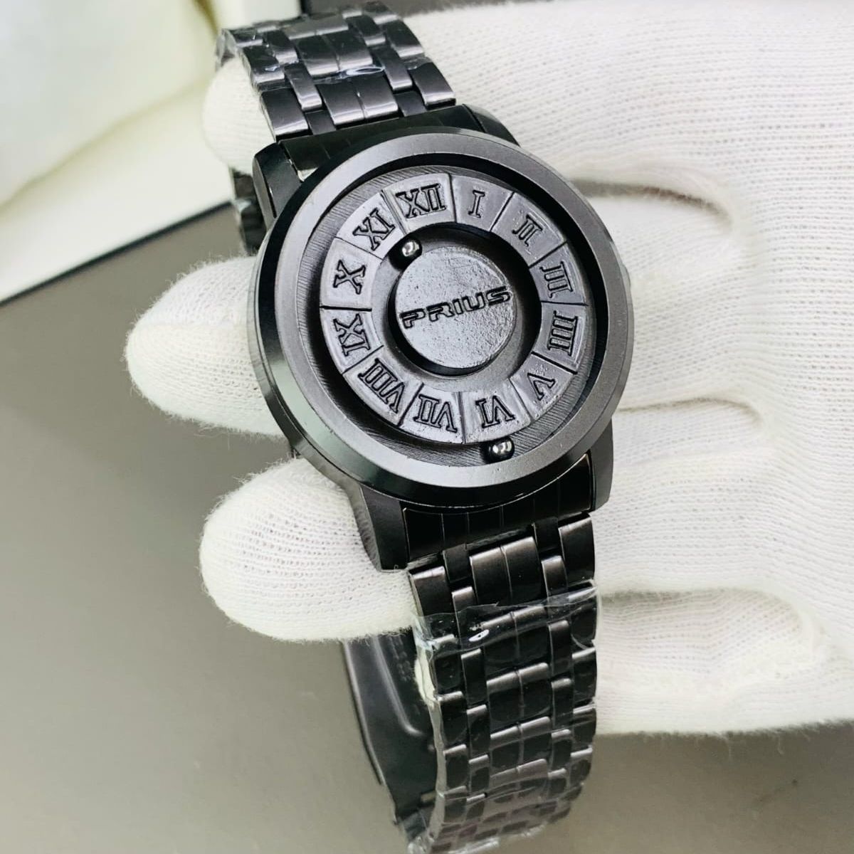 Black Stainless Steel Magnetic Ball Watch Providing Modern Design Everyday Style Support - With Box View Gallery - Pakistan
