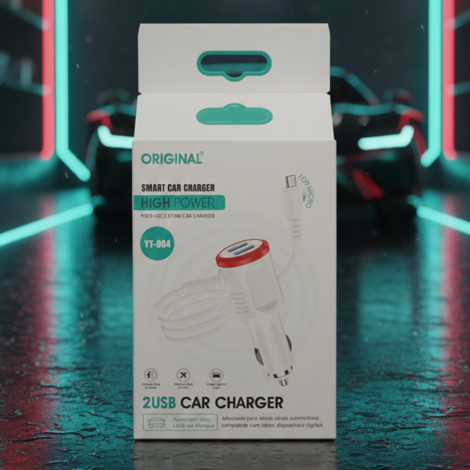 YY 004 2USB Smart Car Charger Providing Fast Charging Dual Port Reliable Performance Durable Quality (Random Color) View Gallery - Pakistan