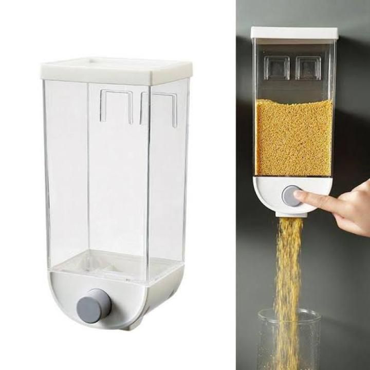 1Pc 1500ml Self-Adhesive Grain Dispenser | Wall Mounted Rice & Grain Storage Box | Kitchen Food Organizer Container | Dry Fruit Dispenser View Gallery - Pakistan