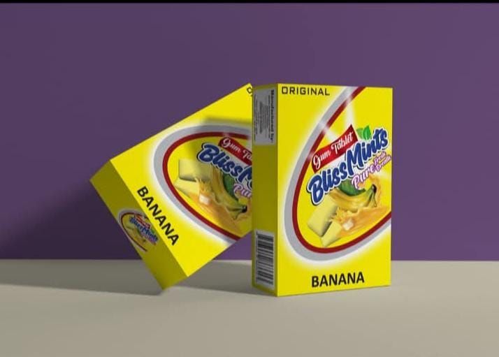 BlissMints Gum Tablets - Assorted Fruit & Spearmint Flavors | 12-Piece Pack for Fresh Breath | Banana, Mango, Strawberry View Gallery - Pakistan