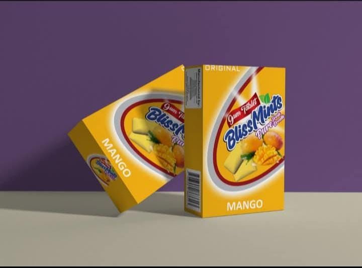 BlissMints Gum Tablets - Assorted Fruit & Spearmint Flavors | 12-Piece Pack for Fresh Breath | Banana, Mango, Strawberry View Gallery - Pakistan