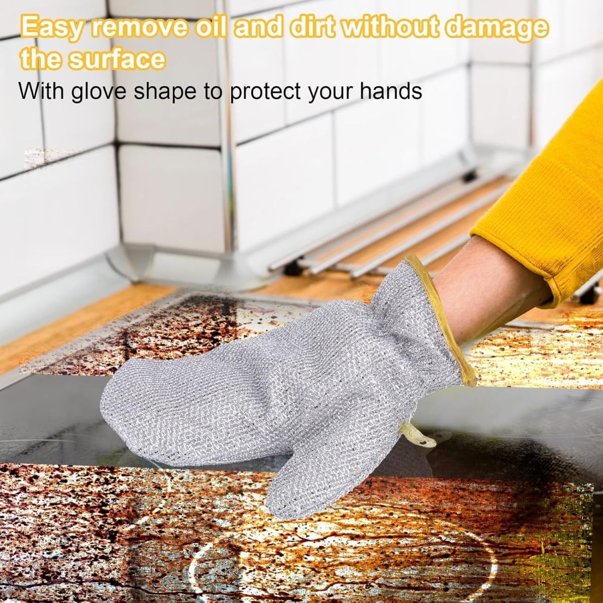 Heavy-Duty Wire Scrubber Dishwashing Mitts – Heat Resistant Steel Wire Cleaning Gloves for Pots, Pans, Grills, and Kitchen Tasks View Gallery - Pakistan